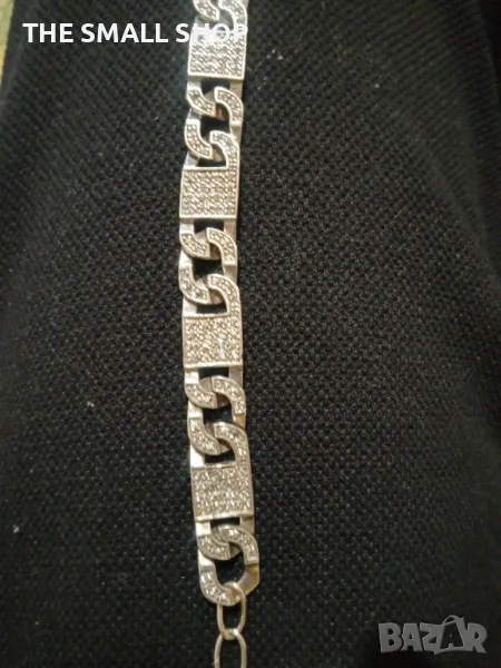 Масивна сребърна гривна с циркони сребро 925, снимка 1