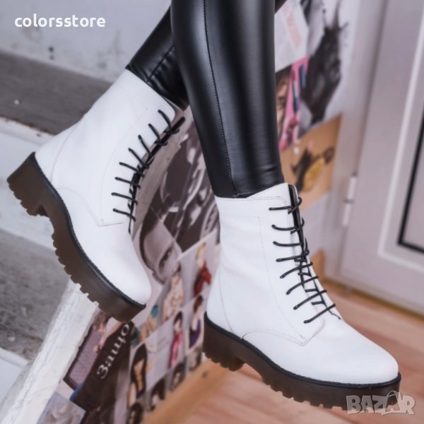 Равни боти - бяла ЕСТЕСТВЕНА кожа - 31145, снимка 1