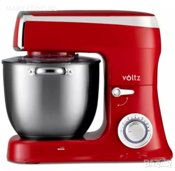 Планетарен миксер с купа от инокс Voltz, 2100W, 7.5 литра, 3 бъркалки, 6 степени + Pulse, LED, снимка 1