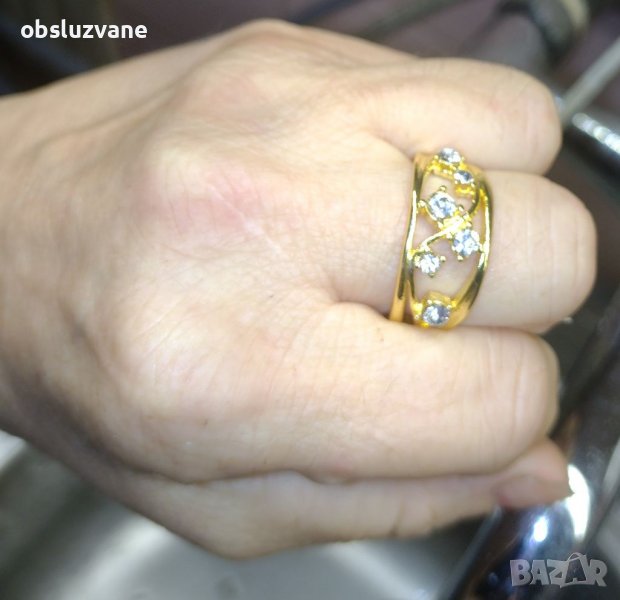 Искрящ пръстен в 18 К с диаманти 💥, снимка 1
