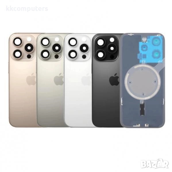 Капак батерия / Задно стъкло Оборудван с лентов кабел безконтактно зареждане за iPhone 15 6.1/ Черен, снимка 1