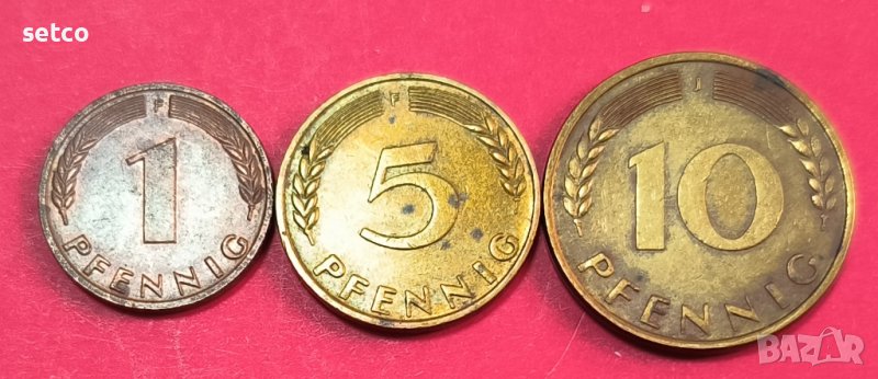 Германия 1 , 5 и 10 пфенига 1966 година, снимка 1