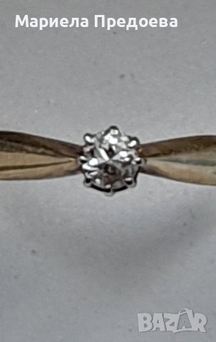 Златен пръстен с диамант 0,10 карата, снимка 4 - Пръстени - 40349727