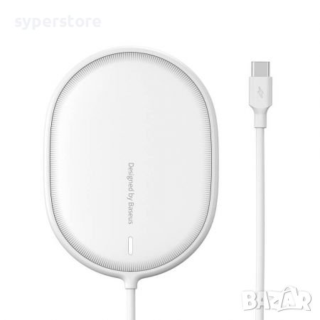 Зарядно за телефон Безжично 15W Baseus WXQJ-02 2A Ultra-Light MagSafe Бяло За iPhone 12, снимка 2 - Безжични зарядни - 38028010