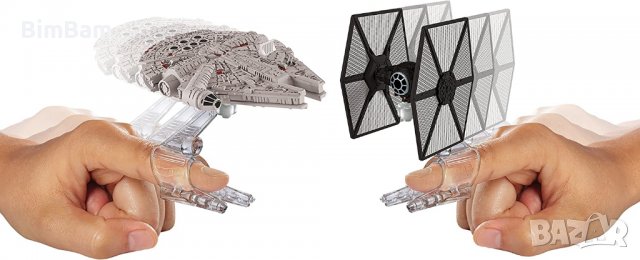 Комплект космически кораби Star Wars - TIE Fighter & Millenium Falcon- Hot Wheels / Mattel, снимка 5 - Коли, камиони, мотори, писти - 37654379