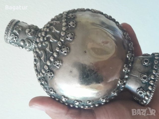 Стар флакон,шише,бебешка пудра,помада,голямо,мелхиор, кахл, снимка 10 - Антикварни и старинни предмети - 50829973