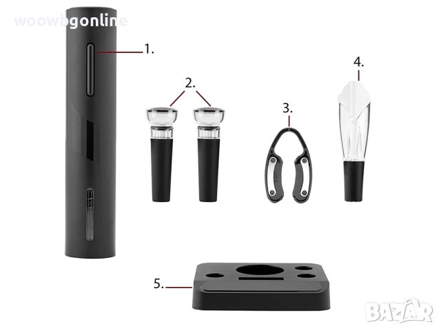 Комплект електрически тирбушон за вино с поставка, снимка 6 - Други - 42754914