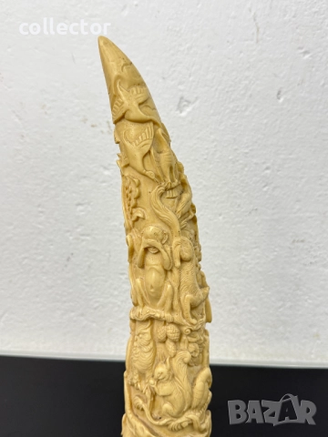 Декоративна гравирана бивна "дървото на живота" №7791, снимка 9 - Антикварни и старинни предмети - 52927260