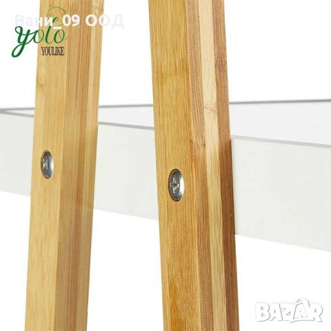 160см Висока бамбукова етажерка за баня с огледало, снимка 8 - Етажерки - 37840230