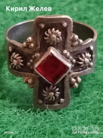 Сребърен пръстен Средновековен стил с РУБИН филигранна изработка 51805, снимка 2 - Пръстени - 52917715