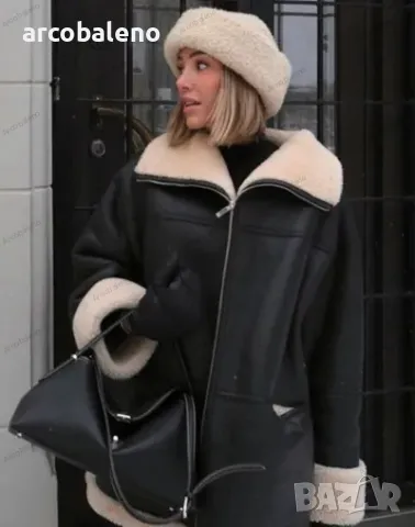 Дамско модно зимно кожено яке , снимка 3 - Якета - 47850908