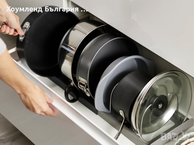 Разтегателен oрганайзер за капаци, тигани и чинии, снимка 7 - Кутии за съхранение - 40708931