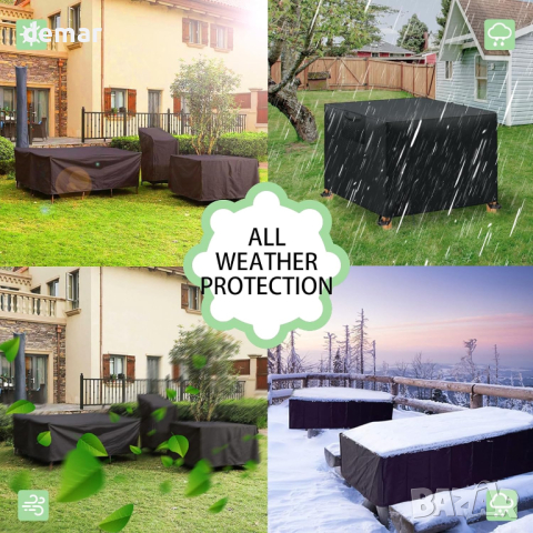 BHFRGAS Калъф за градински мебели водоустойчив, черен, 125x125x74cm, снимка 6 - Градински мебели, декорация  - 44798218