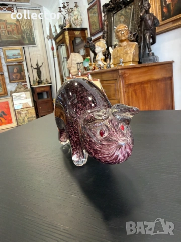 Ръчно изработена стъклена фигура на прасе. №7974, снимка 2 - Антикварни и старинни предмети - 53899814