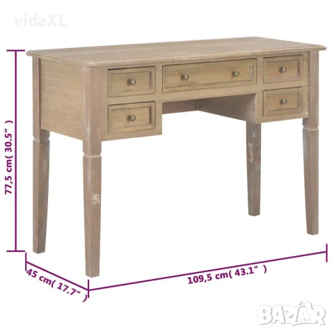 vidaXL Writing Desk Brown 109,5x45x77,5 cm Wood, снимка 7 - Бюра - 56146502