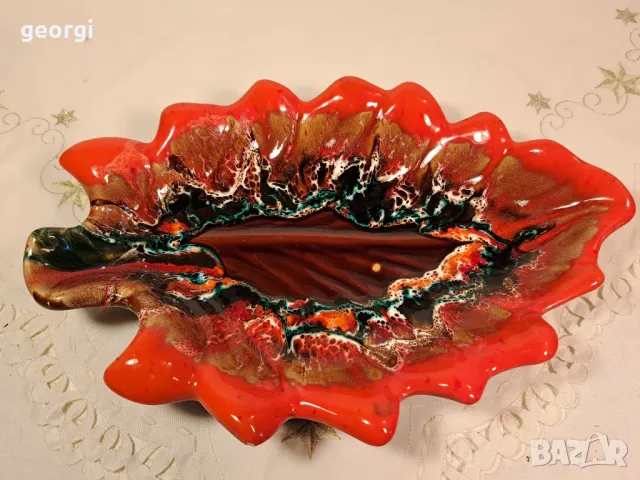 френско керамично плато листо Vallauris  6/5