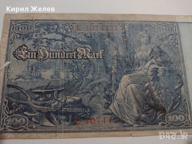 Райх банкнота - Германия - 100 марки / 1910 година рядка Имперска банкнота с червен печат- 17948, снимка 11 - Нумизматика и бонистика - 31019834