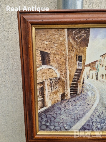 Превъзходна антикварна авторска майсторска картина масло върху платно , снимка 7 - Антикварни и старинни предмети - 54214004