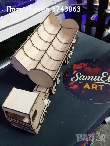 Дървен камион с място за бутилка , снимка 12 - Декорация за дома - 54162532