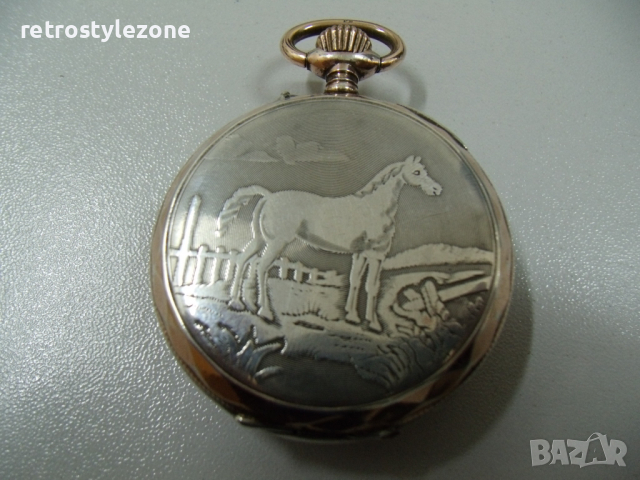 № 6154 стар френски джобен часовник   - REMONTOIR Sylindre   - сребърен с позлата   , снимка 13 - Антикварни и старинни предмети - 36437361