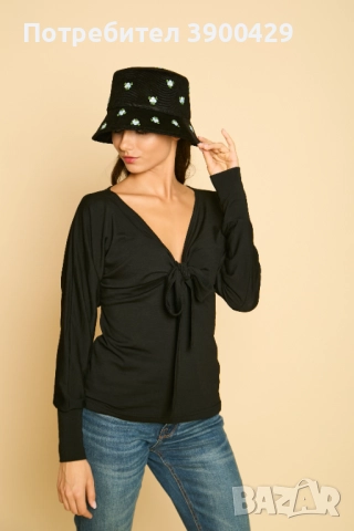 Дамска Кадифена Шапка Violette - Blue Flowers, снимка 3 - Шапки - 52184035