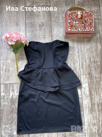 Страхотна пеплум черна еластична официална вечерна къса коктейлна рокля , снимка 18 - Рокли - 35788836