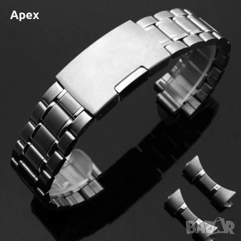 Верижка за Часовник с Извити Накрайници.Curved End Заоблени Стоманени Верижки 18, 20, 22, 24мм, снимка 3 - Каишки за часовници - 54011538