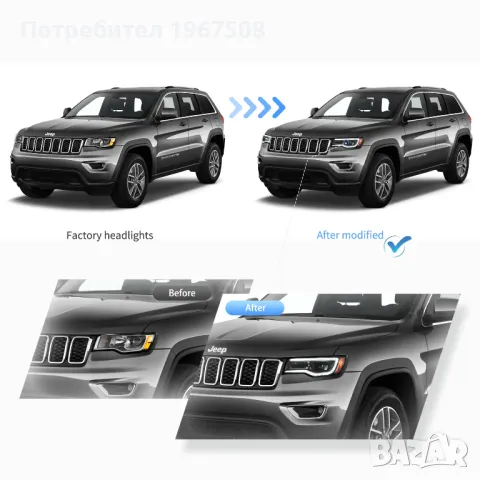 Комплект LED фарове за Grand Cherokee WK2 2014- с начална анимация сиви и черни, снимка 7 - Части - 49167996