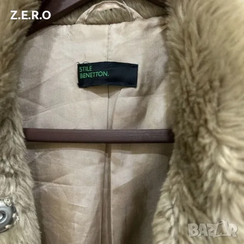 Дамско яке от еко пух Benetton като ново, размер S и M, снимка 7 - Якета - 56120722