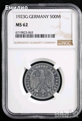 GERMANY 500 MARK 1923 G..NGC MS 62, снимка 2 - Нумизматика и бонистика - 53982572