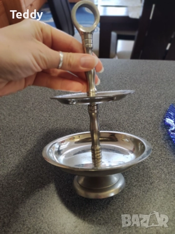 Винтидж прибори за хранене: поставка за бонбони, синя чиния-риба, купа Фабиола, 70-те г., снимка 6 - Антикварни и старинни предмети - 52303065