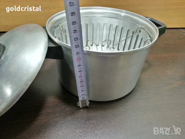 стара алуминиева тенджера с кошница, снимка 7 - Антикварни и старинни предмети - 48936801