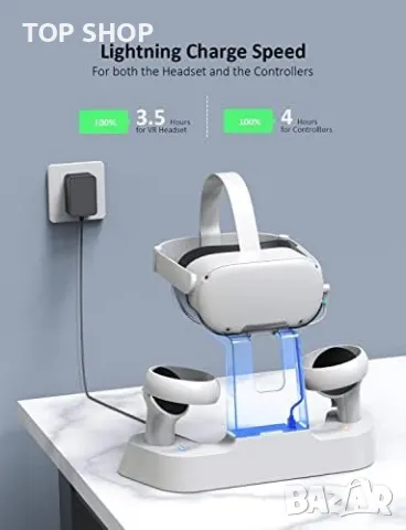 Нова Док Станция за зареждане с LED светлина за Oculus Quest 2/Стойка Контролер Слушалки, снимка 2 - Друга електроника - 49217112