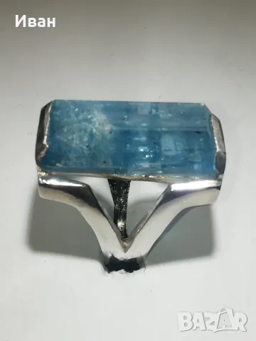 Сребърен пръстен с Аквамарин 