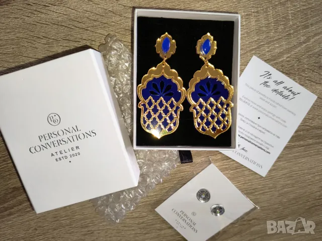 Обеци Personal Conversations - Jasmine - сини + подарък, снимка 7 - Обеци - 50060221