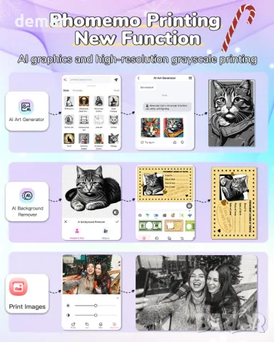 Принтер Phomemo P2S, мини термален принтер за смартфон, Bluetooth, 3 ролки хартия, снимка 7 - Принтери, копири, скенери - 48848805