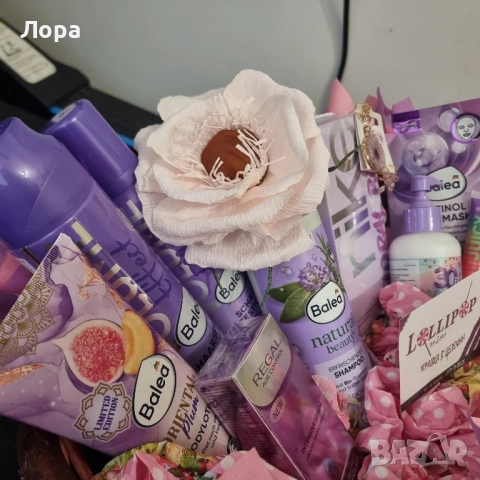 🎀 Луксозна подаръчна кошница в розово-лилава гама от арт ателие Lollipop, снимка 5 - Декорация за дома - 52321460