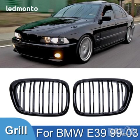 Бъбреци двойни решетка BMW E39 Е39 гланц черен двойни бъбреци, снимка 3 - Части - 44166802