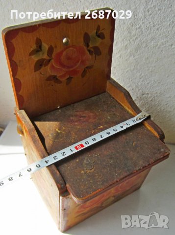 Дървена стара кутия за стена с капак, рисувана, снимка 5 - Други ценни предмети - 29729528