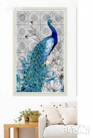 Паун 5D диамантен гоблен картина мозайка за направа по схема с камъчета, снимка 2 - Гоблени - 31766480