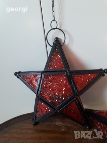 Коледни стъклени витражни фенери звезда, снимка 11 - Декорация за дома - 34150274