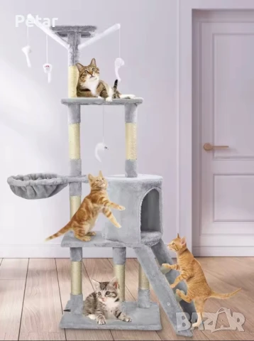 Котешка Катерушка Кула Къща Дърво за Игра 143 см, снимка 2 - За котки - 51120474