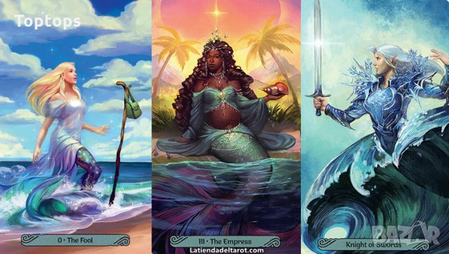 Разкошни таро карти с русалки: Mermaid Tarot и Oceanic Tarot, снимка 7 - Карти за игра - 34173963