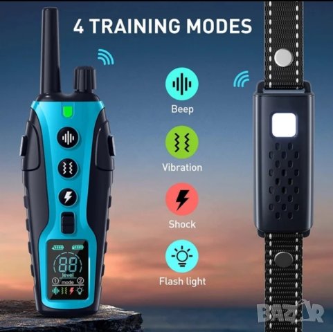 Електронен нашийник за куче каишка с ток телетакт за дресура до 1000 метра обхват водоустойчив, снимка 3 - За кучета - 42259877