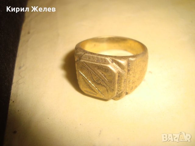 СТАР ПОЗЛАТЕН БРОНЗОВ ПРЪСТЕН ОРНАМЕНТИРАН РЪЧНО МАЙСТОРСКА АРТ ДЕКО ИЗРАБОТКА МАСИВЕН 1975
