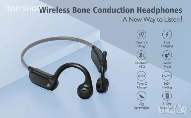 Слушалки с костна проводимост модернизирани IPX7 водоустойчиви безжични слушалки за бягане фитнес, снимка 12 - Безжични слушалки - 48938489