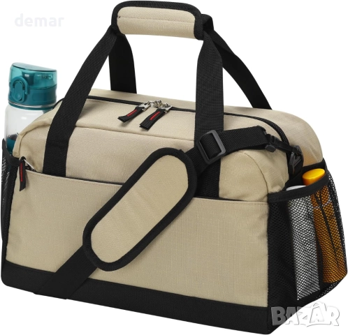 Малка спортна чанта LONALIA с мокър джоб - 35 см, мини чанта за носене - кафява