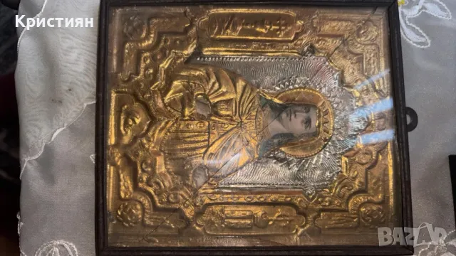 Позлатена Християнска икона гръцки стил 18век