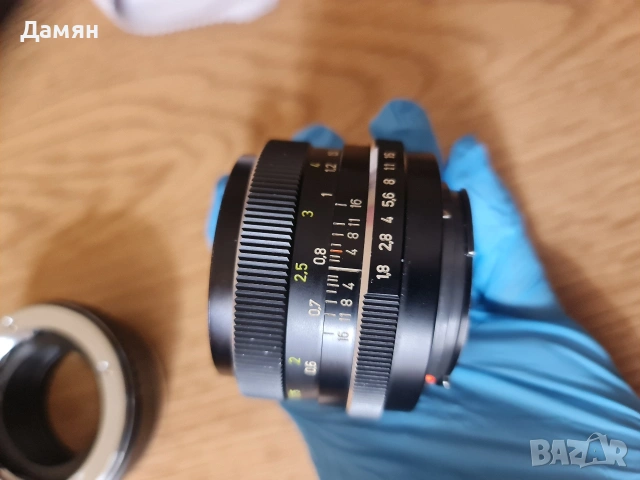Обектив Carl Zeiss Planar 50mm f1.8 + адаптер QBM, снимка 4 - Обективи и филтри - 54080140