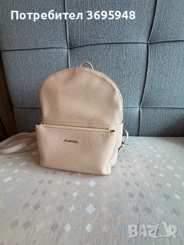 Кожена раница Zarena в цвят пудра, снимка 12 - Раници - 53845806